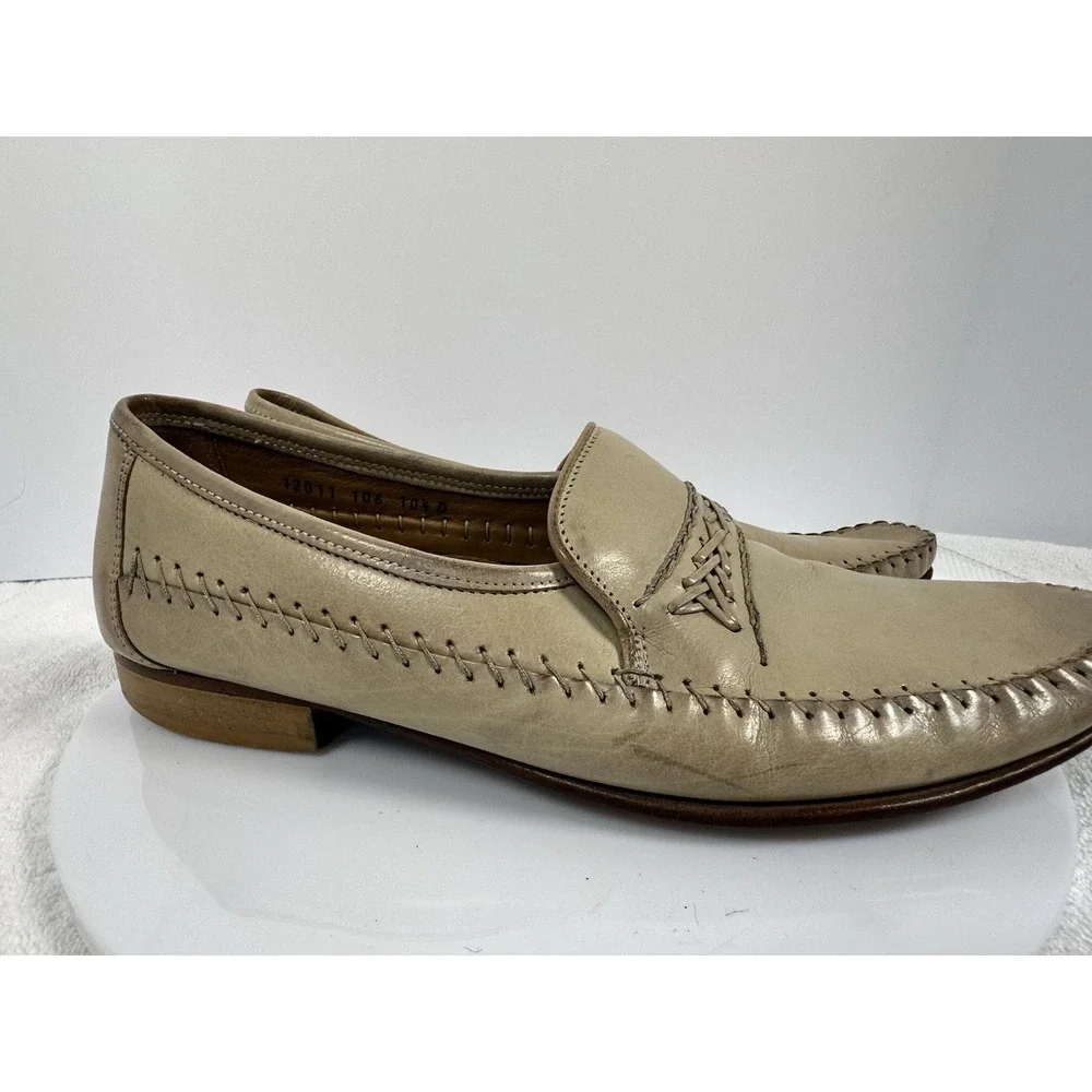 FLORSHEIM MEN'S TAN‎ WOVEN BRAIDED LEATHER LOAFERS SIZE 10.5D Vintage